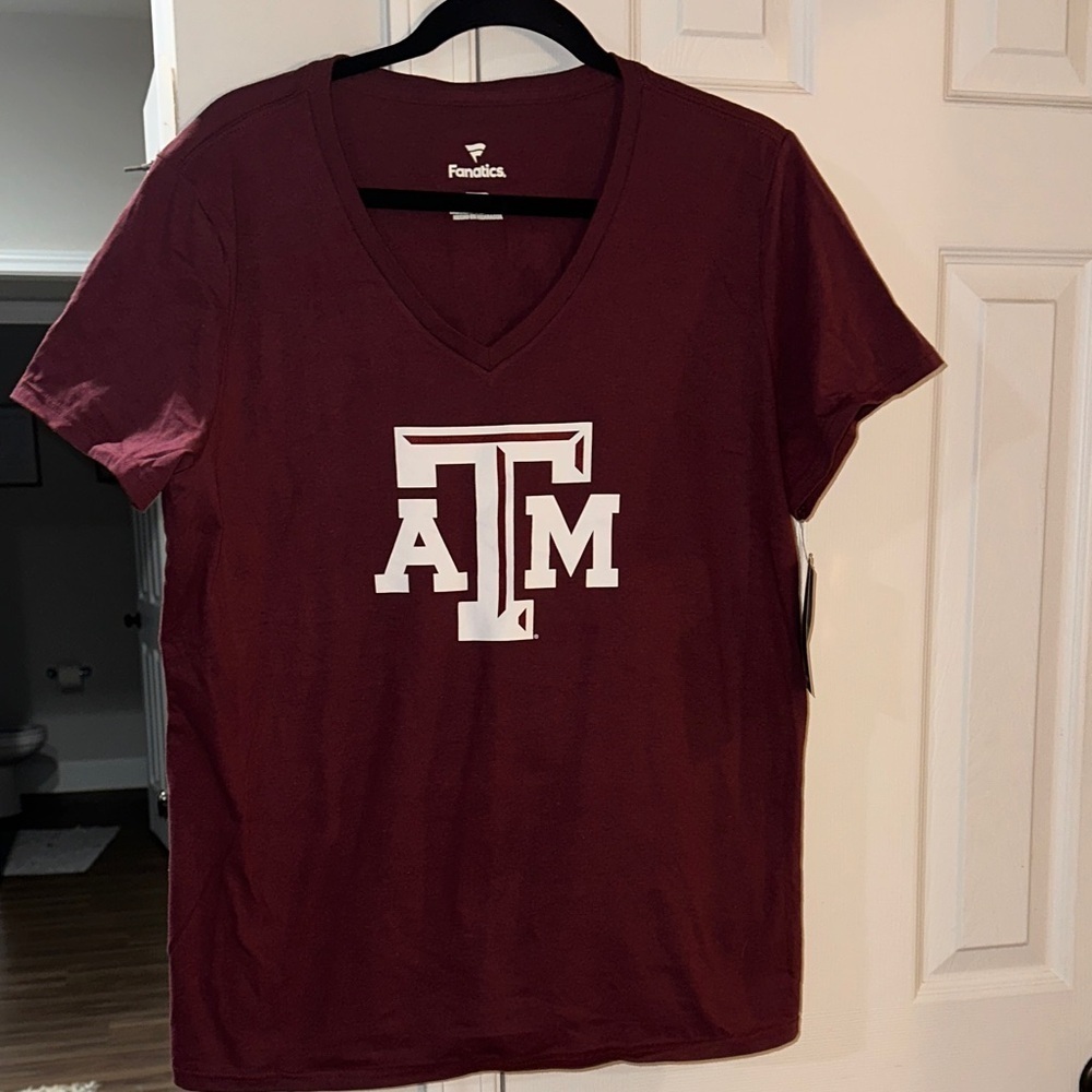 Fanatics Burgundy V-Neck Tee with White Logo